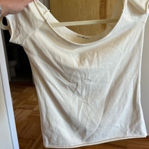 Brandy Melville White Off The Sleeve Top